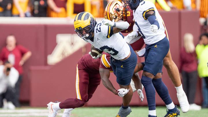 Oct 3, 2026; Minneapolis, Minnesota, USA;  Michigan Wolverines running back Jordan Marshall (23) runs with the ball against the Minnesota Golden Gophers in the fourth quarter at Huntington Bank Stadium.  Mandatory Credit: Matt Blewett-Imagn Images