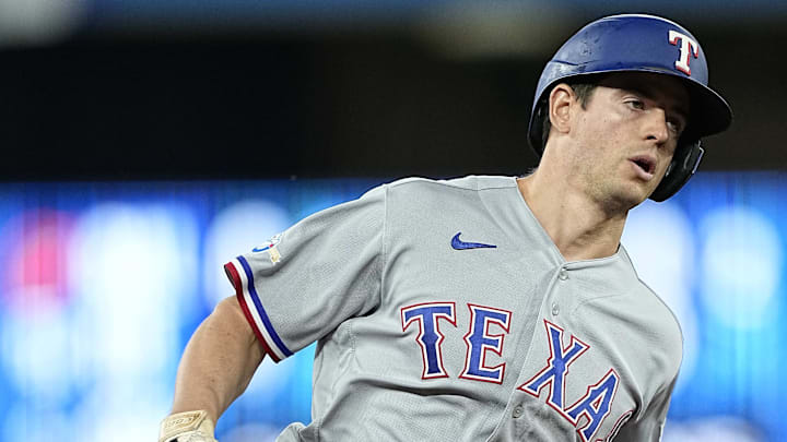 Texas Rangers left fielder Nick Solak. Texas Rangers left fielder Nick Solak.
