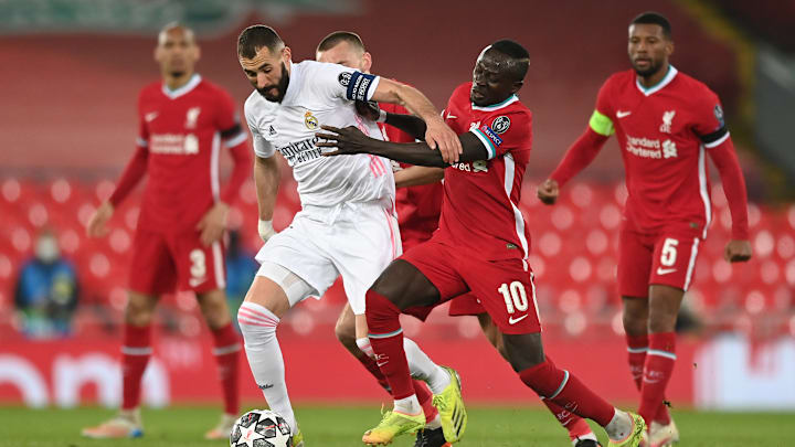 Benzema et Mané lors du dernier affrontement entre le Real Madrid et Liverpool. Benzema et Mané lors du dernier affrontement entre le Real Madrid et Liverpool.