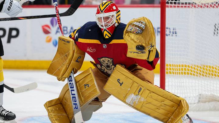 Feb 4, 2026; Sunrise, Florida, USA; Florida Panthers goaltender Sergei Bobrovsky (72) makes a save against the Boston Bruins during the second period at Amerant Bank Arena. Mandatory Credit: Sam Navarro-Imagn Images Feb 4, 2026; Sunrise, Florida, USA; Florida Panthers goaltender Sergei Bobrovsky (72) makes a save against the Boston Bruins during the second period at Amerant Bank Arena. Mandatory Credit: Sam Navarro-Imagn Images