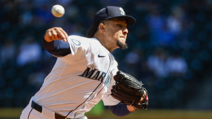 Seattle Mariners starting pitcher Luis Castillo throws during a game against the Tampa Bay Rays on Aug. 28 at T-Mobile Park. Seattle Mariners starting pitcher Luis Castillo throws during a game against the Tampa Bay Rays on Aug. 28 at T-Mobile Park.