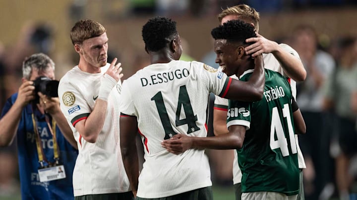 Cole Palmer (left) had a message for Estêvão after Chelsea faced Palmeiras in the Club World Cup quarterfinal.