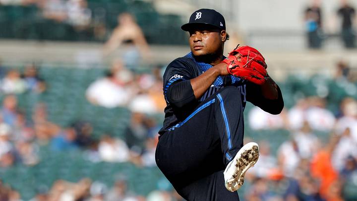 Jun 22, 2026; Detroit, Michigan, USA; Detroit Tigers pitcher Framber Valdez (59) pitches in the first inning against the New York Yankees at Comerica Park. Mandatory Credit: Rick Osentoski-Imagn Images Jun 22, 2026; Detroit, Michigan, USA; Detroit Tigers pitcher Framber Valdez (59) pitches in the first inning against the New York Yankees at Comerica Park. Mandatory Credit: Rick Osentoski-Imagn Images
