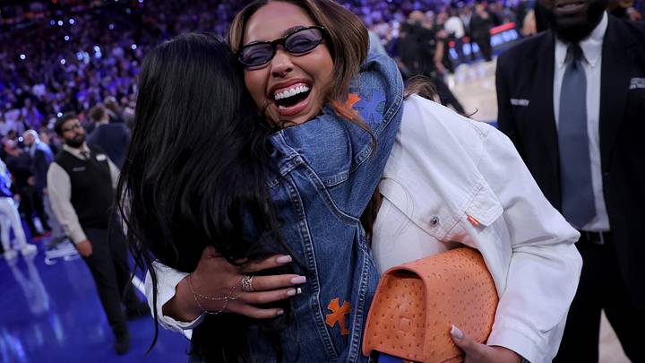 Jun 10, 2026; New York, New York, USA; Jordyn Woods hugs Kylie Jenner after game four of the 2026 NBA Finals between the New York Knicks and San Antonio Spurs at Madison Square Garden. Mandatory Credit: Brad Penner-Imagn Images Jun 10, 2026; New York, New York, USA; Jordyn Woods hugs Kylie Jenner after game four of the 2026 NBA Finals between the New York Knicks and San Antonio Spurs at Madison Square Garden. Mandatory Credit: Brad Penner-Imagn Images
