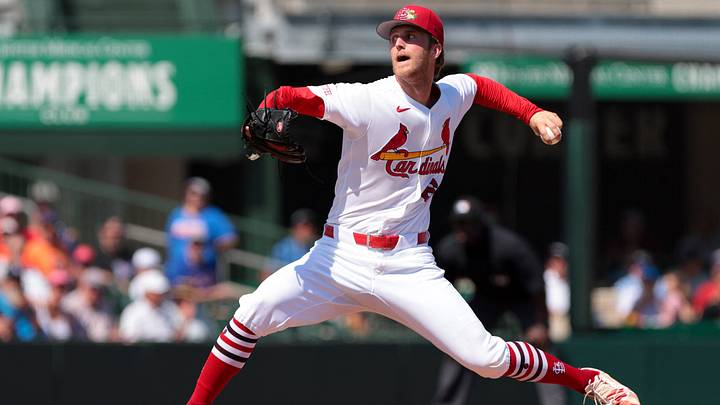 Feb 27, 2026; Jupiter, Florida, USA; St. Louis Cardinals starting pitcher Quinn Mathews (60) delivers a pitch against the New York Mets during the first inning at Roger Dean Chevrolet Stadium. Mandatory Credit: Sam Navarro-Imagn Images Feb 27, 2026; Jupiter, Florida, USA; St. Louis Cardinals starting pitcher Quinn Mathews (60) delivers a pitch against the New York Mets during the first inning at Roger Dean Chevrolet Stadium. Mandatory Credit: Sam Navarro-Imagn Images