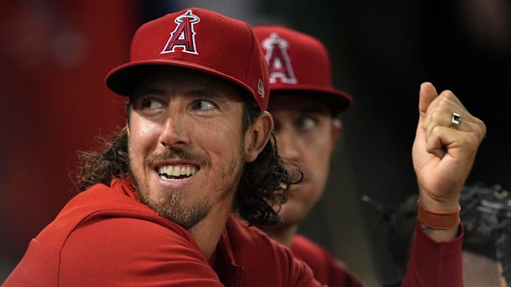Oct 3, 2022; Oakland, California, USA; Los Angeles Angels starting pitcher Michael Lorenzen (25)