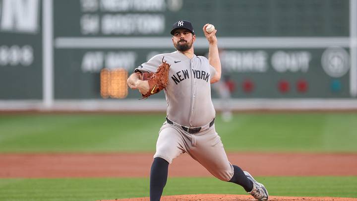 Jun 28, 2026; Boston, Massachusetts, USA; New York Yankees starting pitcher Carlos Rodon (55) delivers a pitch during the first inning against the Boston Red Sox at Fenway Park. Mandatory Credit: Paul Rutherford-Imagn Images Jun 28, 2026; Boston, Massachusetts, USA; New York Yankees starting pitcher Carlos Rodon (55) delivers a pitch during the first inning against the Boston Red Sox at Fenway Park. Mandatory Credit: Paul Rutherford-Imagn Images
