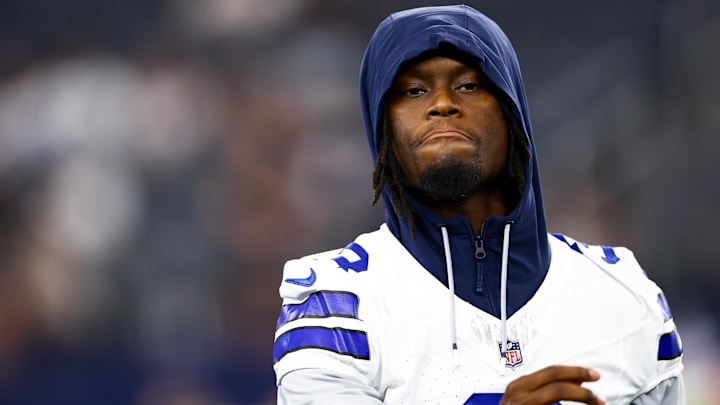 Dallas Cowboys wide receiver George Pickens before the game against the Atlanta Falcons. Dallas Cowboys wide receiver George Pickens before the game against the Atlanta Falcons.