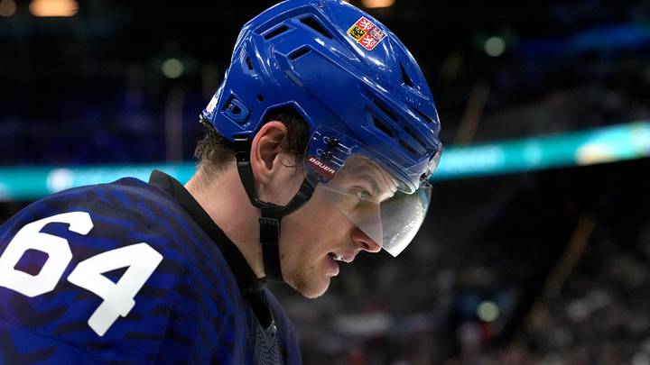 Feb 17, 2026; Milan, Italy;  David Kampf of Czech Republic against Denmark during a men's ice hockey qualification playoff game during the Milano Cortina 2026 Olympic Winter Games at Milano Santagiulia Ice Hockey Arena. Mandatory Credit: Amber Searls-Imagn Images