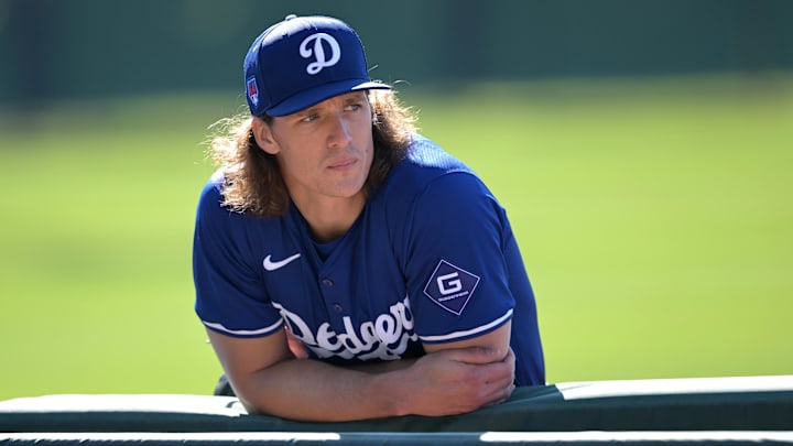 Los Angeles Dodgers starting pitcher Tyler Glasnow (31) looks on