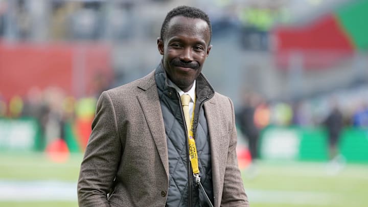 Sep 28, 2025; Dublin, Ireland; Minnesota Vikings general manager Kwesi Adofo-Mensah watches during an NFL International Series game against the Pittsburgh Steelers at Croke Park. Sep 28, 2025; Dublin, Ireland; Minnesota Vikings general manager Kwesi Adofo-Mensah watches during an NFL International Series game against the Pittsburgh Steelers at Croke Park.