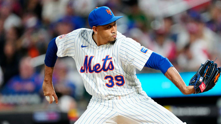 New York Mets pitcher Edwin Diaz (39) pitches in relief, Tuesday, August 26, 2025. New York Mets pitcher Edwin Diaz (39) pitches in relief, Tuesday, August 26, 2025.