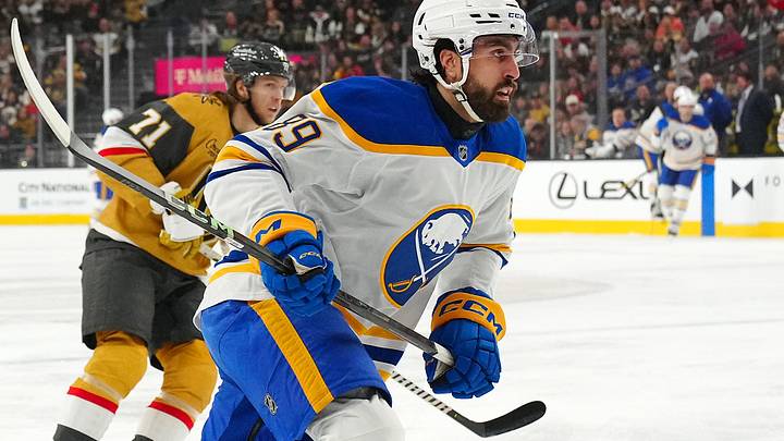Jan 4, 2025; Las Vegas, Nevada, USA; Buffalo Sabres right wing Alex Tuch (89) skates against the Vegas Golden Knights during the first period at T-Mobile Arena. Mandatory Credit: Stephen R. Sylvanie-Imagn Images Jan 4, 2025; Las Vegas, Nevada, USA; Buffalo Sabres right wing Alex Tuch (89) skates against the Vegas Golden Knights during the first period at T-Mobile Arena. Mandatory Credit: Stephen R. Sylvanie-Imagn Images