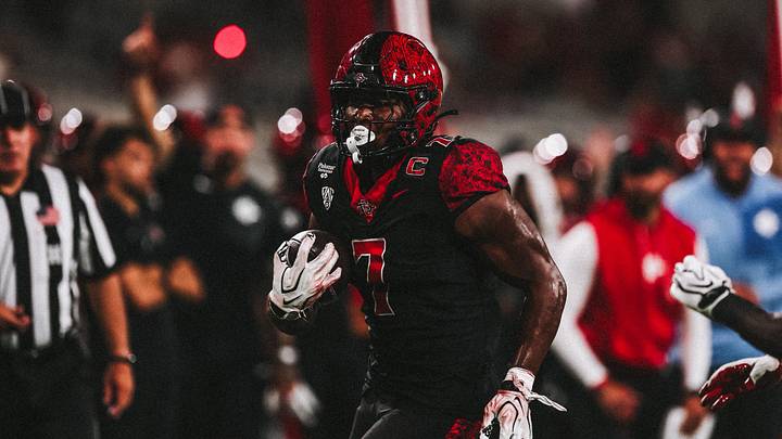 San Diego State Aztecs running back Lucky Sutton (7). San Diego State Aztecs running back Lucky Sutton (7).