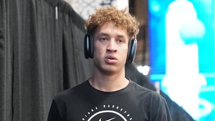 Indiana Pacers guard Taelon Peter (4) enters Frost Bank Center before a game against the San Antonio Spurs. Indiana Pacers guard Taelon Peter (4) enters Frost Bank Center before a game against the San Antonio Spurs.