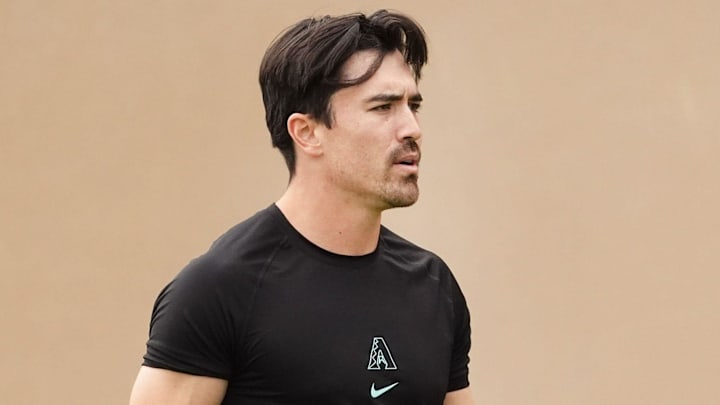 Arizona Diamondbacks right fielder Corbin Carroll (7) during spring training workouts at Salt River Fields on Feb. 16, 2026, in Scottsdale.