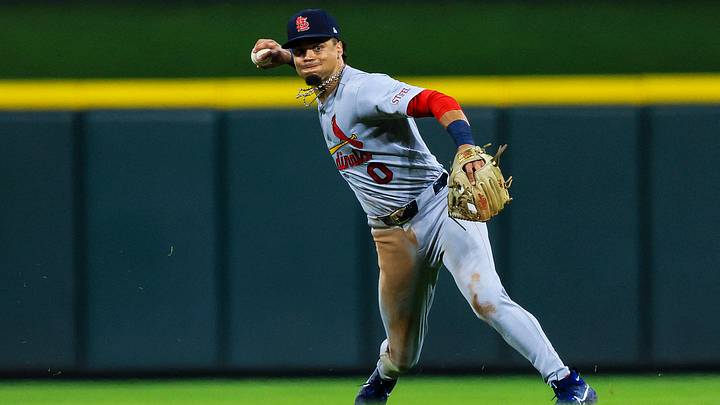 Aug 18, 2026; Cincinnati, Ohio, USA; St. Louis Cardinals shortstop Masyn Winn (0) throws to first to get Cincinnati Reds outfielder Hector Rodriguez (not pictured) out in the
eighth inning at Great American Ball Park. Mandatory Credit: Katie Stratman-Imagn Images Aug 18, 2026; Cincinnati, Ohio, USA; St. Louis Cardinals shortstop Masyn Winn (0) throws to first to get Cincinnati Reds outfielder Hector Rodriguez (not pictured) out in the
eighth inning at Great American Ball Park. Mandatory Credit: Katie Stratman-Imagn Images