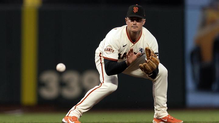 Jun 8, 2026; San Francisco, California, USA; San Francisco Giants third baseman Matt Chapman (26) fields a ground ball by Washington Nationals center fielder Dylan Crews to start a 5-4-3 double play during the seventh inning at Oracle Park. Mandatory Credit: D. Ross Cameron-Imagn Images Jun 8, 2026; San Francisco, California, USA; San Francisco Giants third baseman Matt Chapman (26) fields a ground ball by Washington Nationals center fielder Dylan Crews to start a 5-4-3 double play during the seventh inning at Oracle Park. Mandatory Credit: D. Ross Cameron-Imagn Images