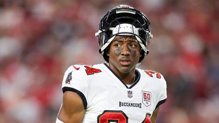 Aug 23, 2025; Tampa, Florida, USA; Tampa Bay Buccaneers cornerback Bryce Hall (34) looks on during time out against the Buffalo Bills in the first quarter at Raymond James Stadium. Mandatory Credit: Nathan Ray Seebeck-Imagn Images Aug 23, 2025; Tampa, Florida, USA; Tampa Bay Buccaneers cornerback Bryce Hall (34) looks on during time out against the Buffalo Bills in the first quarter at Raymond James Stadium. Mandatory Credit: Nathan Ray Seebeck-Imagn Images