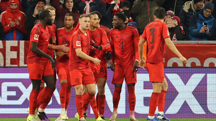 Bayern Munich players at Allianz Arena during win against RB Leipzig.