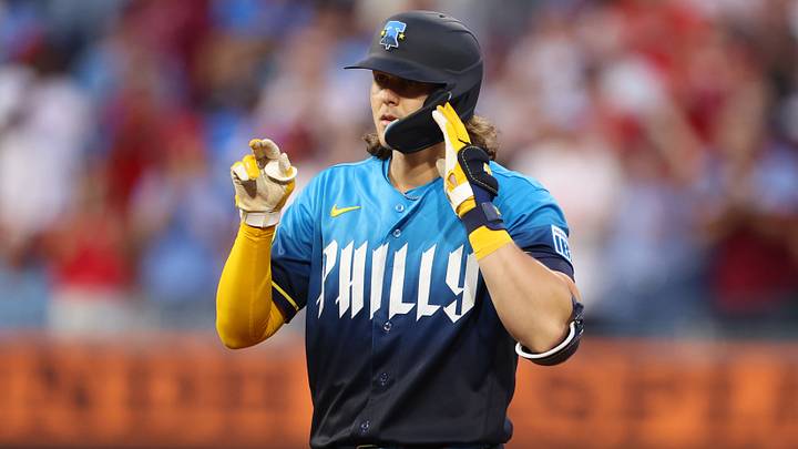Sep 4, 2026; Philadelphia, Pennsylvania, USA; Philadelphia Phillies third baseman Alec Bohm (28) reacts after his RBI double against the Atlanta Braves during the second inning at Citizens Bank Park. Mandatory Credit: Bill Streicher-Imagn Images Sep 4, 2026; Philadelphia, Pennsylvania, USA; Philadelphia Phillies third baseman Alec Bohm (28) reacts after his RBI double against the Atlanta Braves during the second inning at Citizens Bank Park. Mandatory Credit: Bill Streicher-Imagn Images
