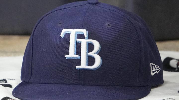 Mar 30, 2026; Milwaukee, Wisconsin, USA; A detailed view of the Tampa Bay Rays hat at American Family Field. Mar 30, 2026; Milwaukee, Wisconsin, USA; A detailed view of the Tampa Bay Rays hat at American Family Field.