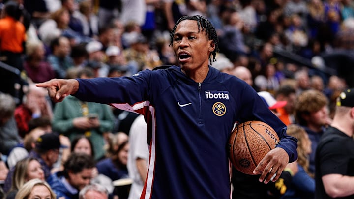 Nov 7, 2025; Denver, Colorado, USA; Denver Nuggets guard Peyton Watson (8) before the game against the Golden State Warriors at Ball Arena. Mandatory Credit: Isaiah J. Downing-Imagn Images Nov 7, 2025; Denver, Colorado, USA; Denver Nuggets guard Peyton Watson (8) before the game against the Golden State Warriors at Ball Arena. Mandatory Credit: Isaiah J. Downing-Imagn Images