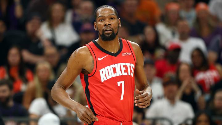 Apr 7, 2026; Phoenix, Arizona, USA; Houston Rockets forward Kevin Durant (7) against the Phoenix Suns at Mortgage Matchup Center. Mandatory Credit: Mark J. Rebilas-Imagn Images