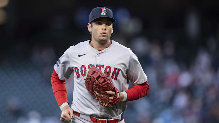 Mar 29, 2024; Seattle, Washington, USA; Boston Red Sox first baseman Triston Casas (36) jogs off the