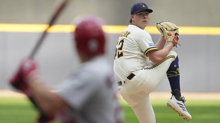 May 26, 2026; Milwaukee, Wisconsin, USA; Milwaukee Brewers pitcher Kyle Harrison (52) delivers a pitch against the St. Louis Cardinals in the first inning at American Family Field. Mandatory Credit: Michael McLoone-Imagn Images May 26, 2026; Milwaukee, Wisconsin, USA; Milwaukee Brewers pitcher Kyle Harrison (52) delivers a pitch against the St. Louis Cardinals in the first inning at American Family Field. Mandatory Credit: Michael McLoone-Imagn Images