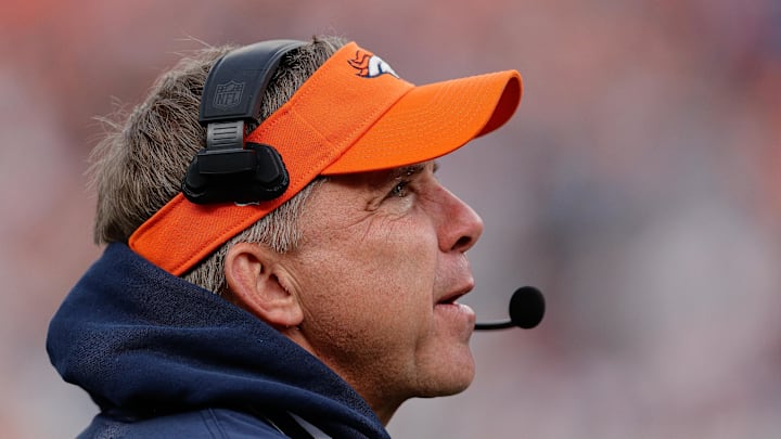 Dec 31, 2023; Denver, Colorado, USA; Denver Broncos head coach Sean Payton looks on in the second