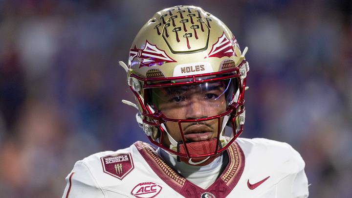 Nov 29, 2025; Gainesville, Florida, USA; Florida State Seminoles quarterback Tommy Castellanos (1) during the second quarter against the Florida Gators at Ben Hill Griffin Stadium. Mandatory Credit: Bob Kupbens-Imagn Images Nov 29, 2025; Gainesville, Florida, USA; Florida State Seminoles quarterback Tommy Castellanos (1) during the second quarter against the Florida Gators at Ben Hill Griffin Stadium. Mandatory Credit: Bob Kupbens-Imagn Images