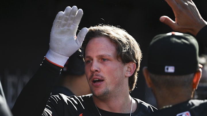 Apr 13, 2024; Baltimore, Maryland, USA;  Baltimore Orioles designated hitter  Adley Rutschman