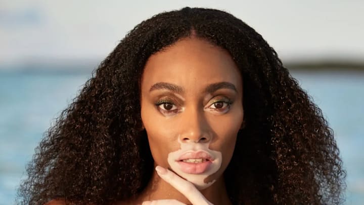 Winnie Harlow was photographed by Laretta Houston in Great Exuma, Bahamas. 