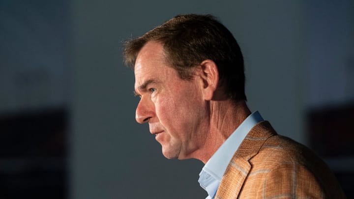Auburn athletic director John Cohen speaks during a press conference at Woltosz Football Performance Center in Auburn, Ala. on Monday, Nov. 3, 2025. Auburn athletic director John Cohen speaks during a press conference at Woltosz Football Performance Center in Auburn, Ala. on Monday, Nov. 3, 2025.