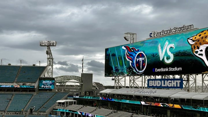 Clouds gather over the St. Johns River near EverBank Stadium on Dec. 29, 90 minutes before the Jacksonville Jaguars are scheduled to kick off against the Tennessee Titans.