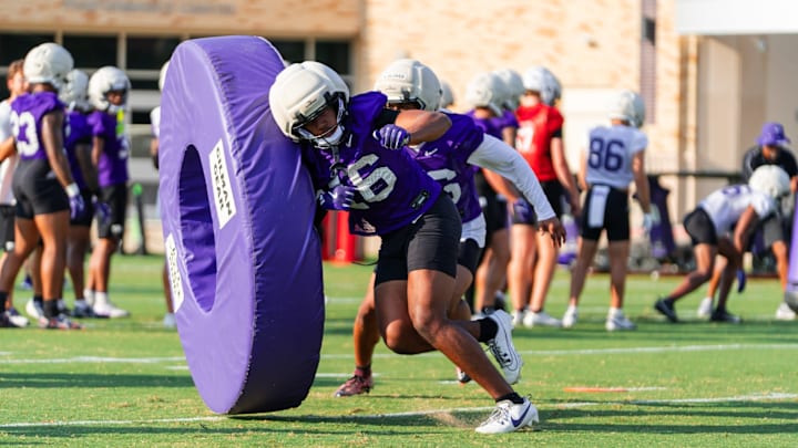 CB Jonah Martinez goes through a drill during TCU Football's fall camp. 