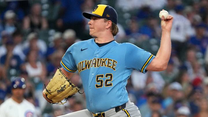 Aug 31, 2026; Chicago, Illinois, USA; Milwaukee Brewers pitcher Kyle Harrison (52) throws a pitch against the Chicago Cubs during the first inning at Wrigley Field. Mandatory Credit: David Banks-Imagn Images Aug 31, 2026; Chicago, Illinois, USA; Milwaukee Brewers pitcher Kyle Harrison (52) throws a pitch against the Chicago Cubs during the first inning at Wrigley Field. Mandatory Credit: David Banks-Imagn Images