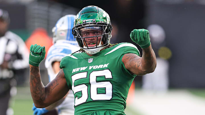 Dec 18, 2022; East Rutherford, New Jersey, USA; New York Jets linebacker Quincy Williams (56).