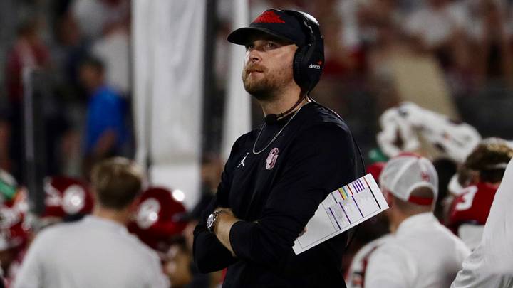 Oklahoma offensive coordinator Ben Arbuckle looks on from the sideline against New Mexico. Oklahoma offensive coordinator Ben Arbuckle looks on from the sideline against New Mexico.