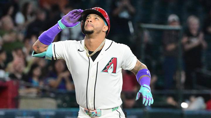 May 20, 2026; Phoenix, Arizona, USA;  Arizona Diamondbacks second baseman Ketel Marte (4) celebrates after hitting a two run home run in the third inning against the San Francisco Giants at Chase Field. Mandatory Credit: Matt Kartozian-Imagn Images