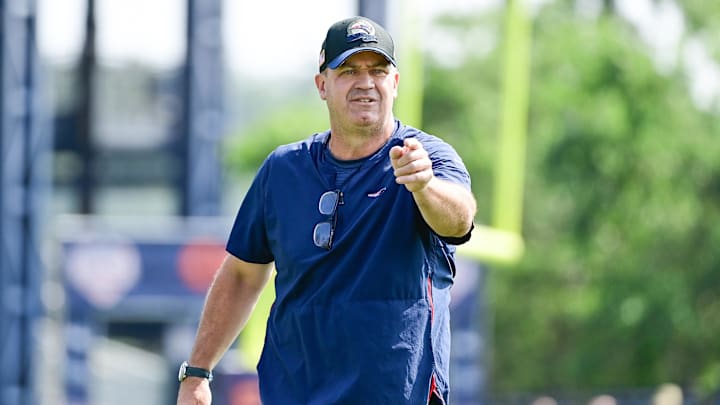 Jul 26, 2023; Foxborough, MA, USA; New England Patriots offensive coordinator/quarterbacks coach