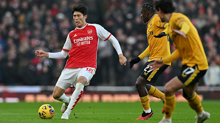 Takehiro Tomiyasu was withdrawn against Wolves on Saturday with a possible injury