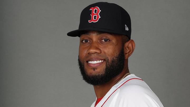 Feb 17, 2026; Lee County, FL, USA;  Boston Red Sox pitcher Tayron Guerrero (41) poses for a photo during media day at JetBlue Park. Mandatory Credit: Kim Klement Neitzel-Imagn Images