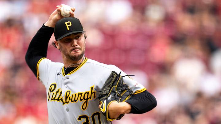 Pittsburgh Pirates pitcher Paul Skenes (30) pitches in the first inning between the Pittsburgh Pirates and Cincinnati Reds at Great American Ball Park in Cincinnati on Friday, July 31, 2026. Pittsburgh Pirates pitcher Paul Skenes (30) pitches in the first inning between the Pittsburgh Pirates and Cincinnati Reds at Great American Ball Park in Cincinnati on Friday, July 31, 2026.
