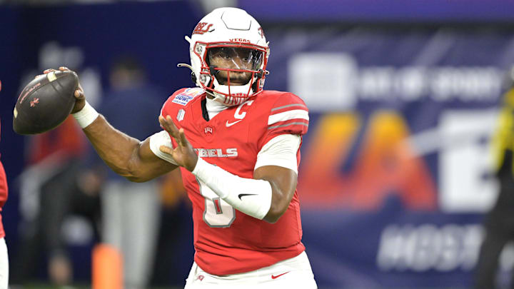=UNLV Rebels quarterback Hajj-Malik Williams (6) warms up prior to the LA Bowl against the California Golden Bears at SoFi Stadium. Mandatory Credit: Jayne Kamin-Oncea-Imagn Images =UNLV Rebels quarterback Hajj-Malik Williams (6) warms up prior to the LA Bowl against the California Golden Bears at SoFi Stadium. Mandatory Credit: Jayne Kamin-Oncea-Imagn Images