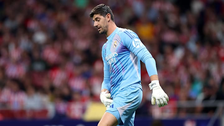 Thibaut Courtois en el derbi Atlético de Madrid vs. Real Madrid, donde se lesionó