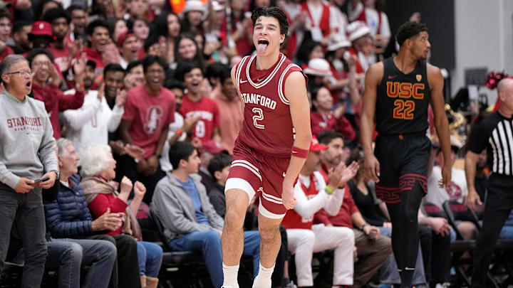 Andrej Stojakovic celebrates a made basket against USC