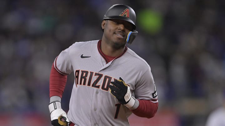 Arizona Diamondbacks left fielder Kyle Lewis (1) rounds the bases. 