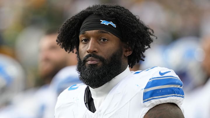Sep 7, 2025; Green Bay, Wisconsin, USA;  Detroit Lions linebacker Zach Cunningham (52) during the game against the Detroit Lions at Lambeau Field. Mandatory Credit: Jeff Hanisch-Imagn Images